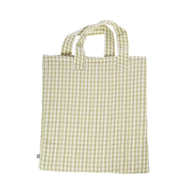 Maxi tote bag vichy verde / 45x47 cm