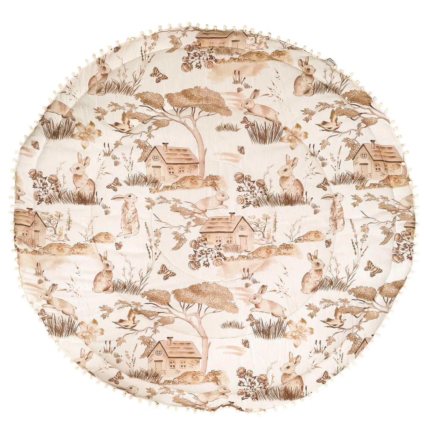 Tapete de juego conejos: 98cm diametro material: exterior algodón relleno: poliestrer