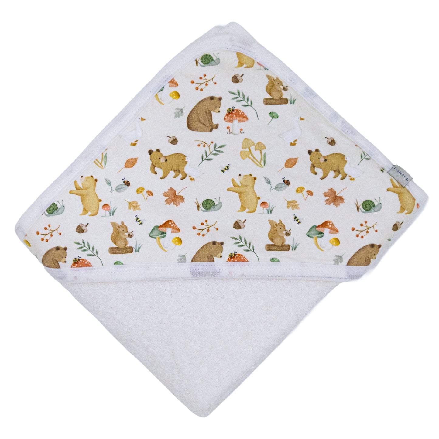 Toalla capucha beige ositos tamaño: 90cm x 80cm. Material: algodón