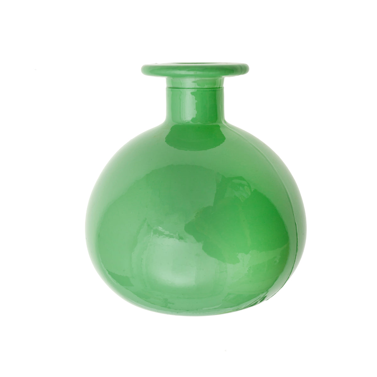 Florero botella en vidrio reciclado verde / 12cm