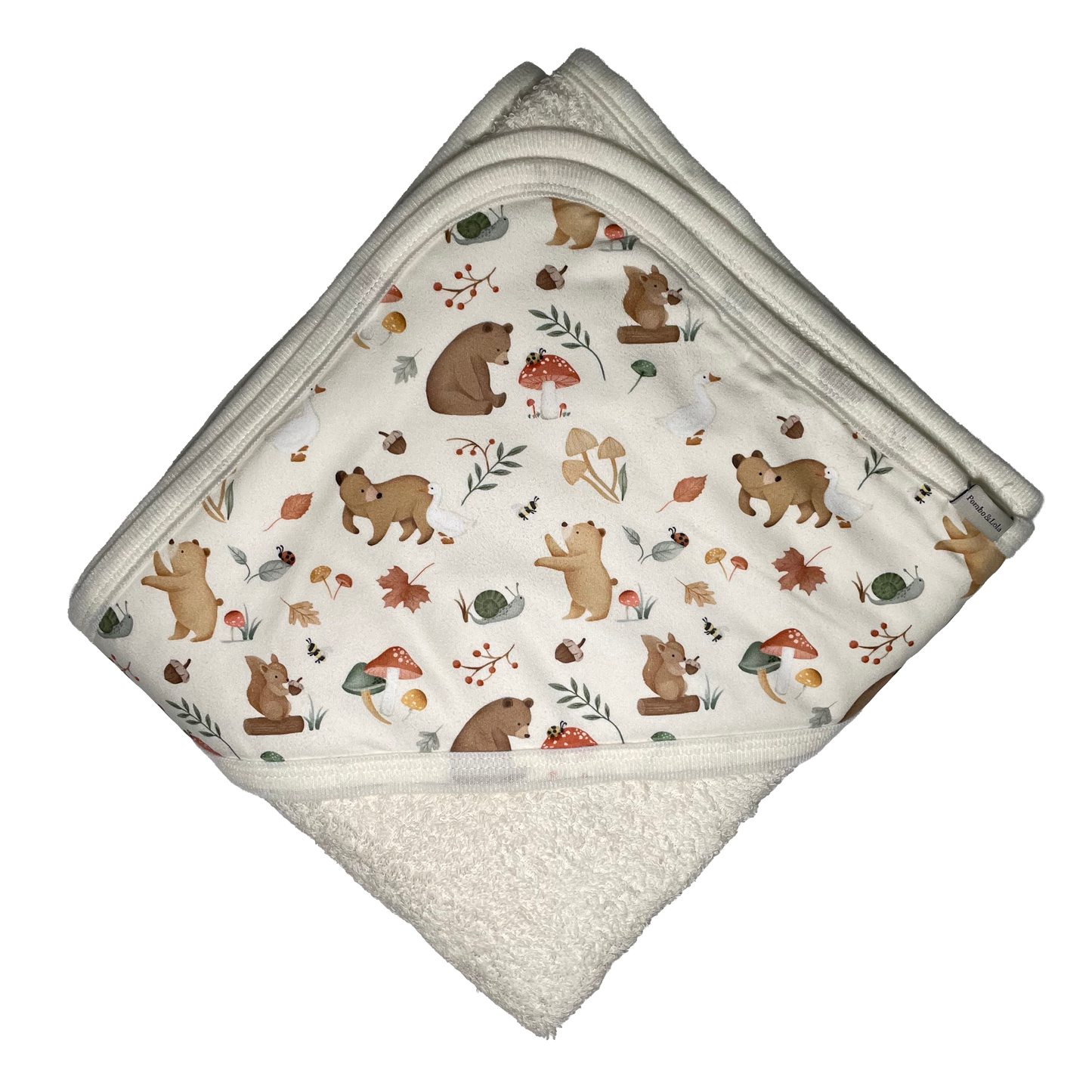 Toalla capucha beige ositos tamaño: 90cm x 80cm. Material: algodón