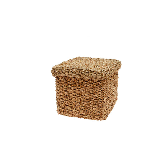 Cesta seagrass con tapa 24x24x21cm