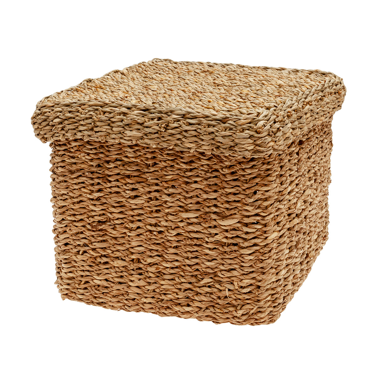 Cesta seagrass con tapa 32x32x30cm