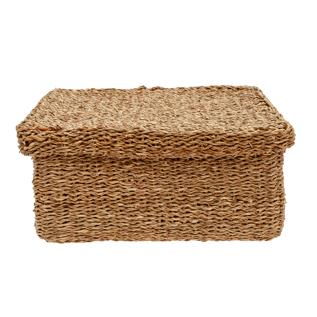 Cesta seagrass con tapa 36x26x17cm