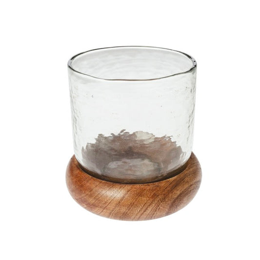 Jarrón con base madera transparente | Muy Mucho Colombia