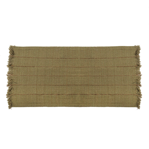 Alfombra rectángular algodón verde con flecos | Muy Mucho Colombia