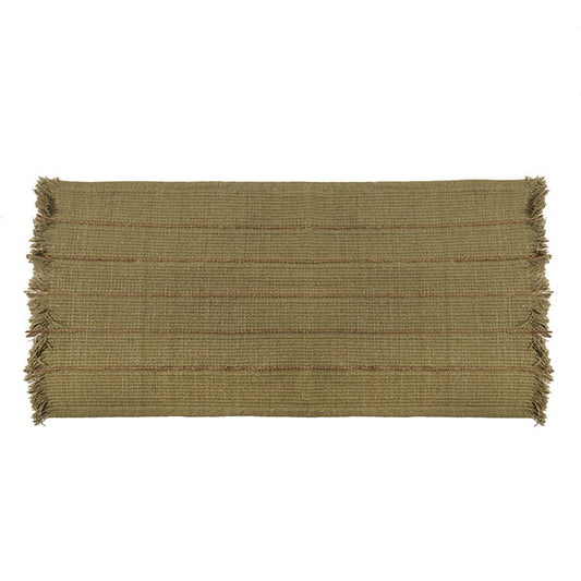 Alfombra rectángular algodón verde con flecos | Muy Mucho Colombia