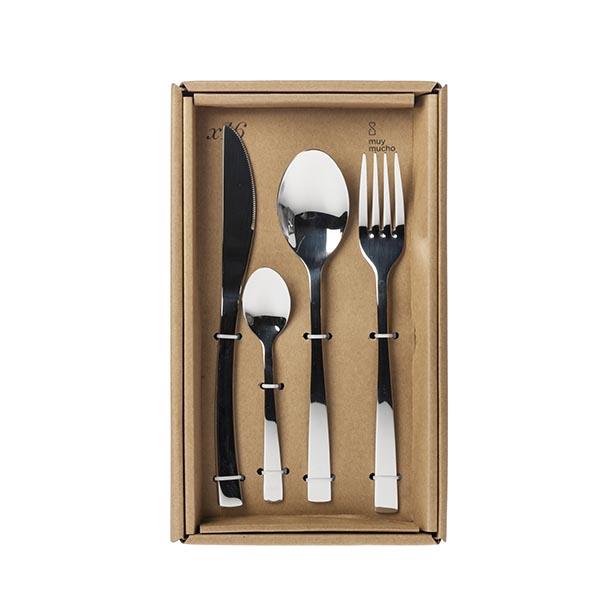 Cubertería 16 piezas plateado brillante | Muy Mucho Colombia