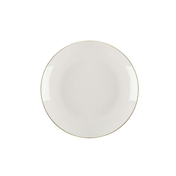 Plato postre ribete blanco blanco y oro | Muy Mucho Colombia