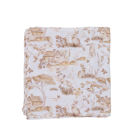 Manta Muselina Bebé 1m x 1m Diseño conejos