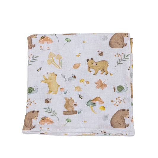 Manta Muselina Bebé 1m x 1m Diseño ositos