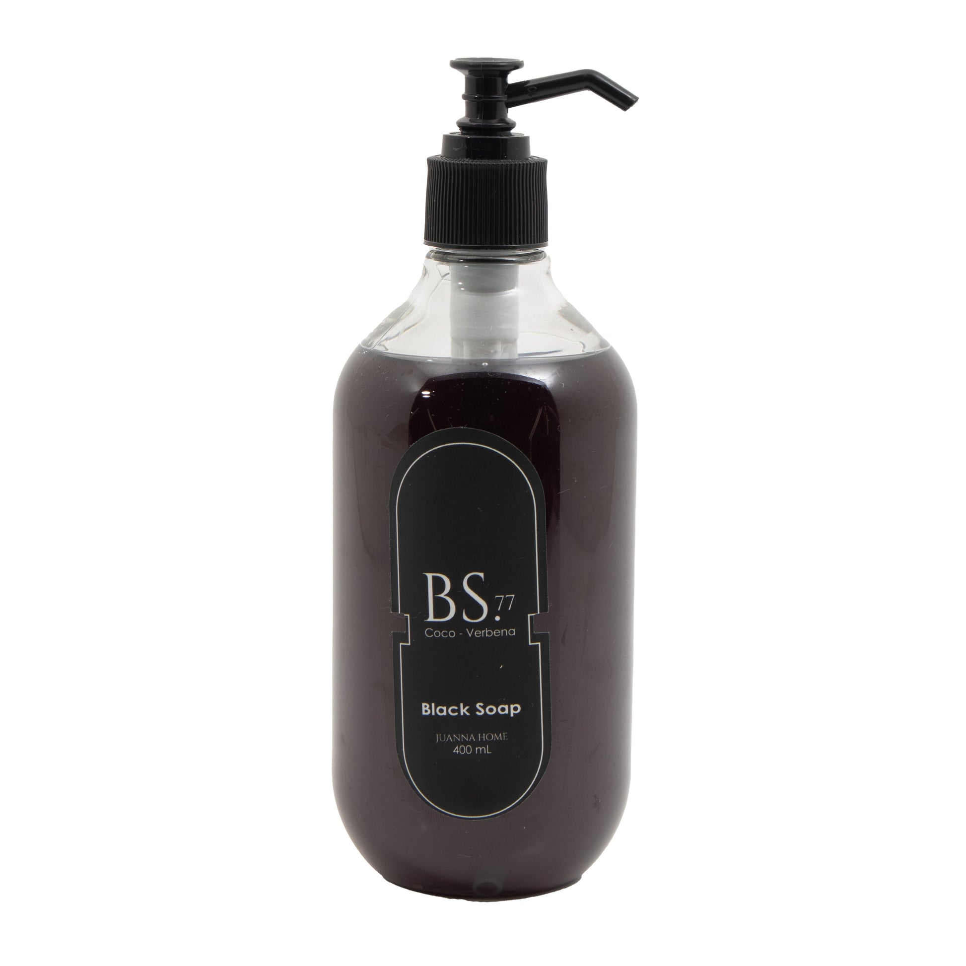 Botella de jabón negro líquido Juanna Home (JH) Coco Verbena con dispensador, 400 ml.