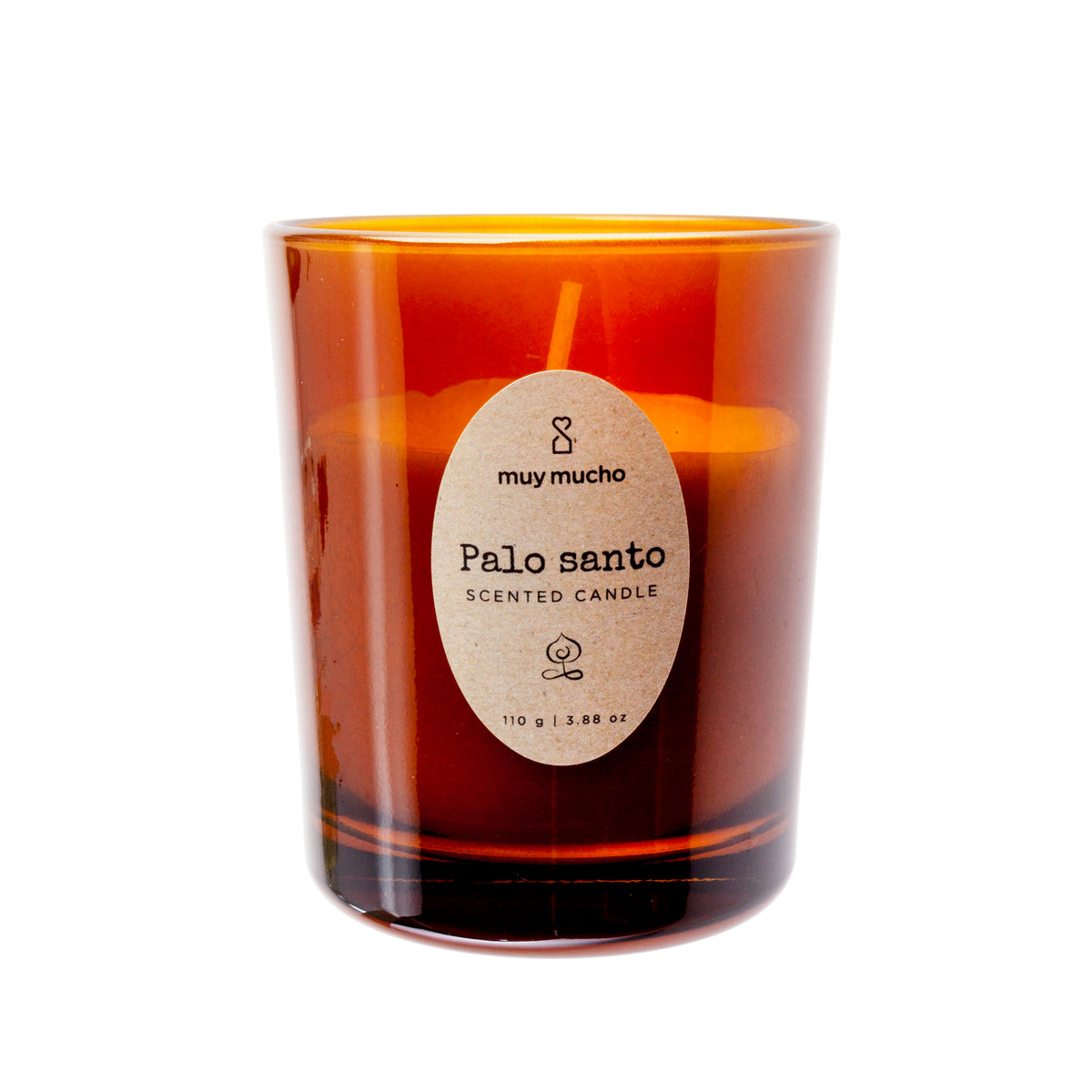 Vela en vaso de cristal palo santo / 110gr