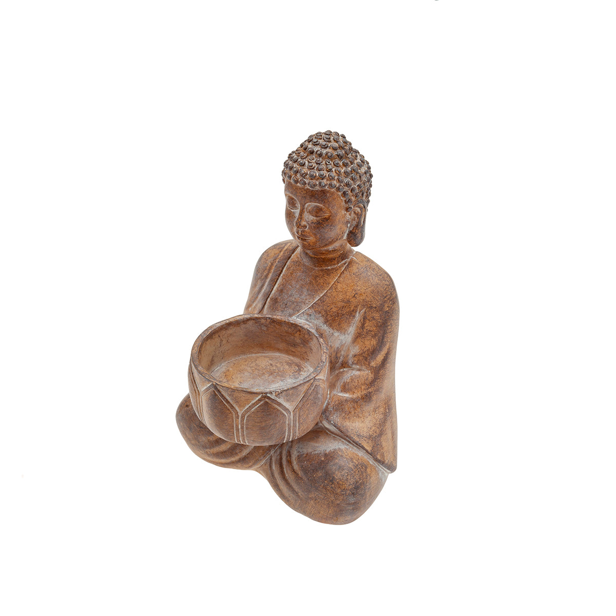 Portavela buda en poliresina / 9,2x9,2x14,1cm