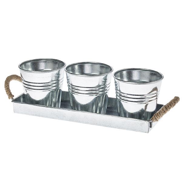 Pack 3 maceteros metal galvanizado | Muy Mucho Colombia