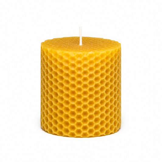 Vela cera parafina 7x7x7,5 abeja amarillo