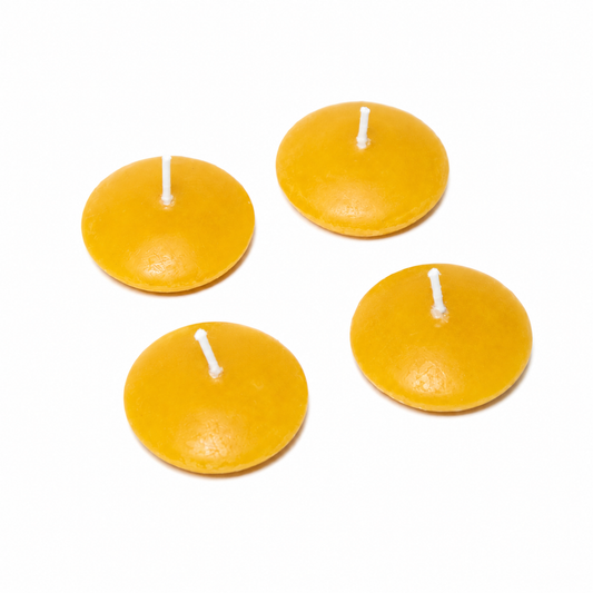 Vela set 4 cera parafina 10x10x3,5 flotante abeja