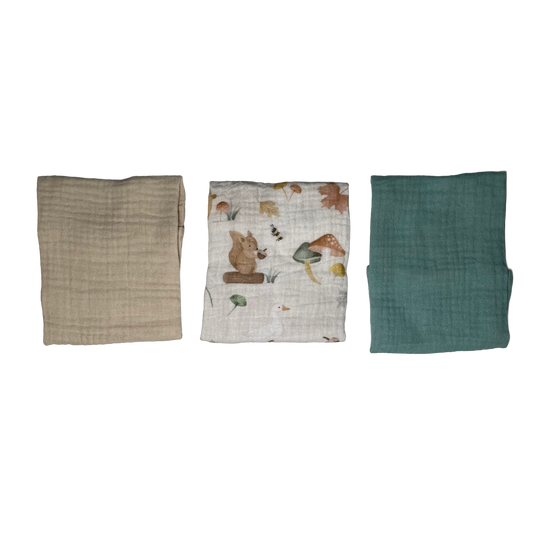 Set x3 Babitas de Muselina Ositos para Bebé